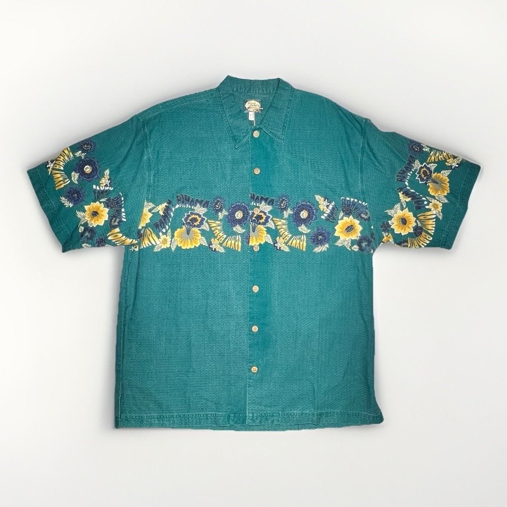 Tommy Bahama Shirt Mens Large ,Hawaiian  Lagoon Floral Aloha Button Up  [Sample]